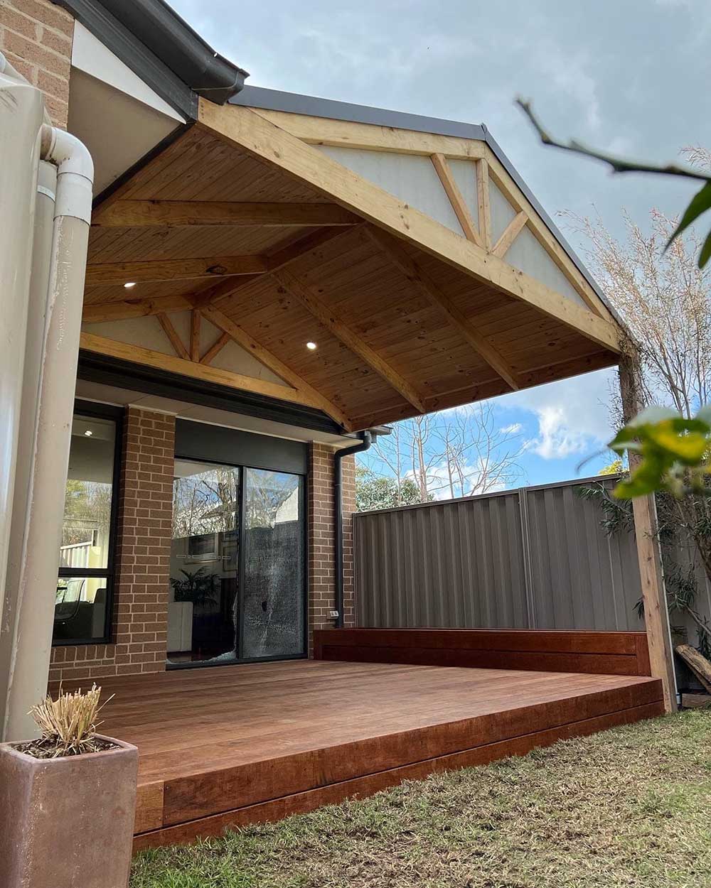 Gabled timber pergola over patio, Ringwood
